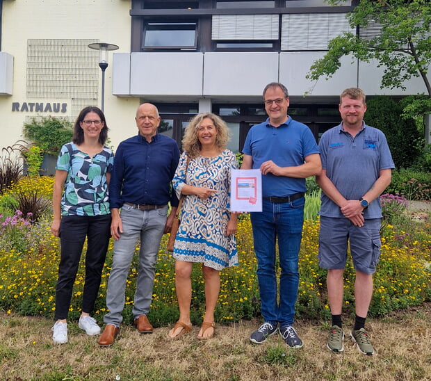 v.l.n.r Carina Seber, Rainer Falk, Beate Jung, Bürgermeister Dautel, Denis Doms