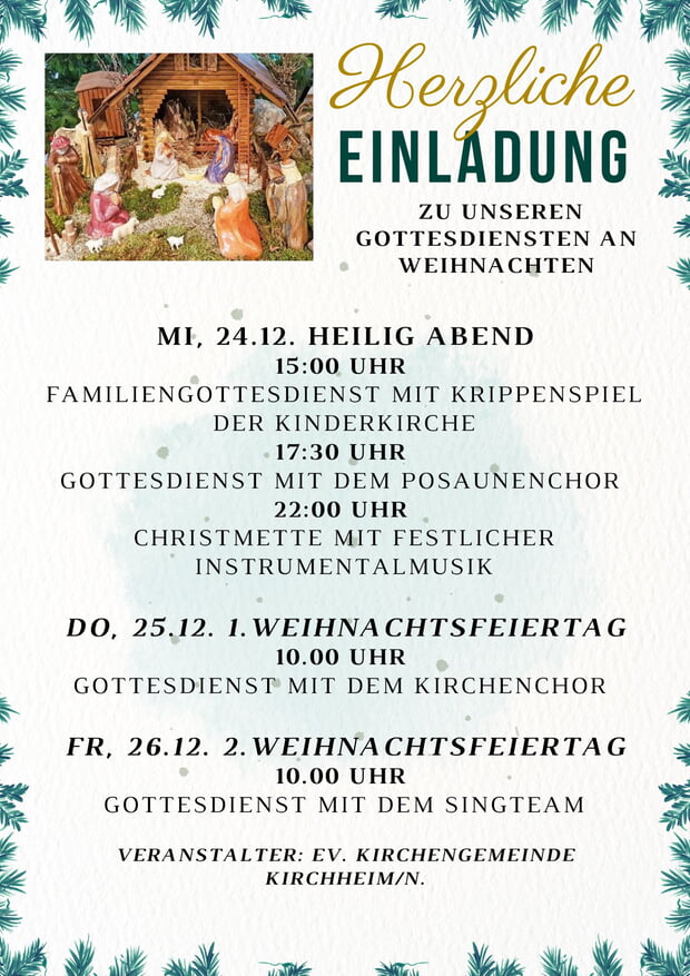 Gottesdienste an Weihnachten