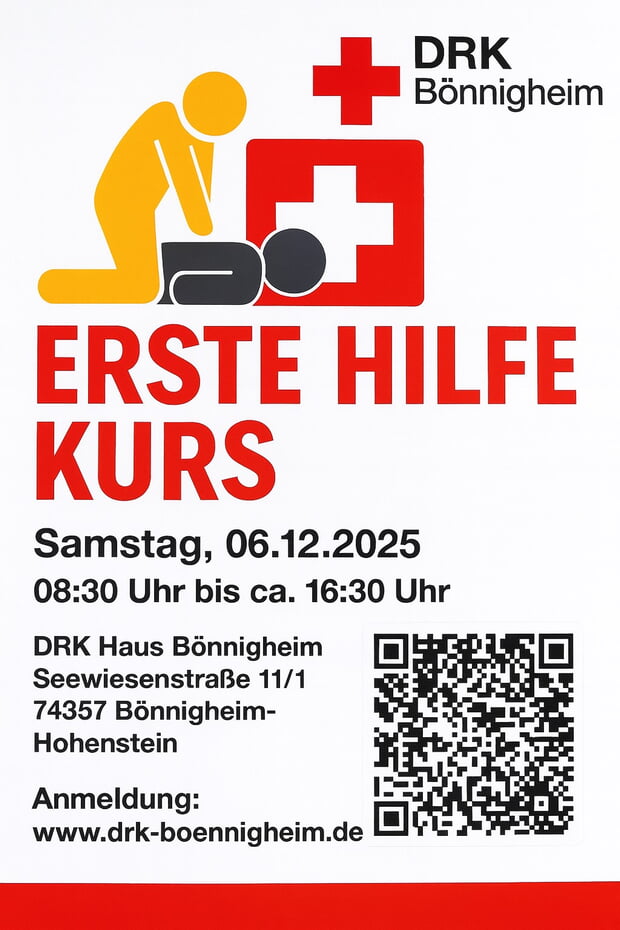 Plakat Erste-Hilfe Kurs am 06.12.2025