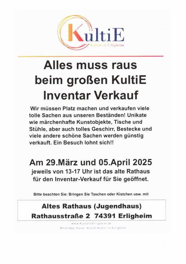 Abverkauf des Inventars