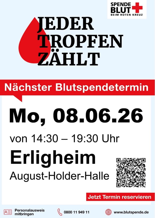 Blutspende am 08.06.2026 in Erligheim